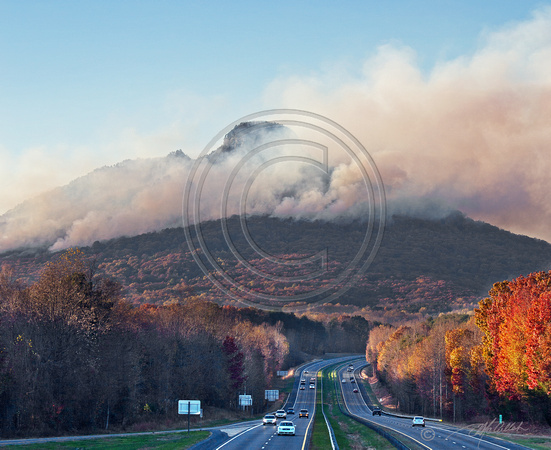 Pilot Mountain on Fire - November 2012